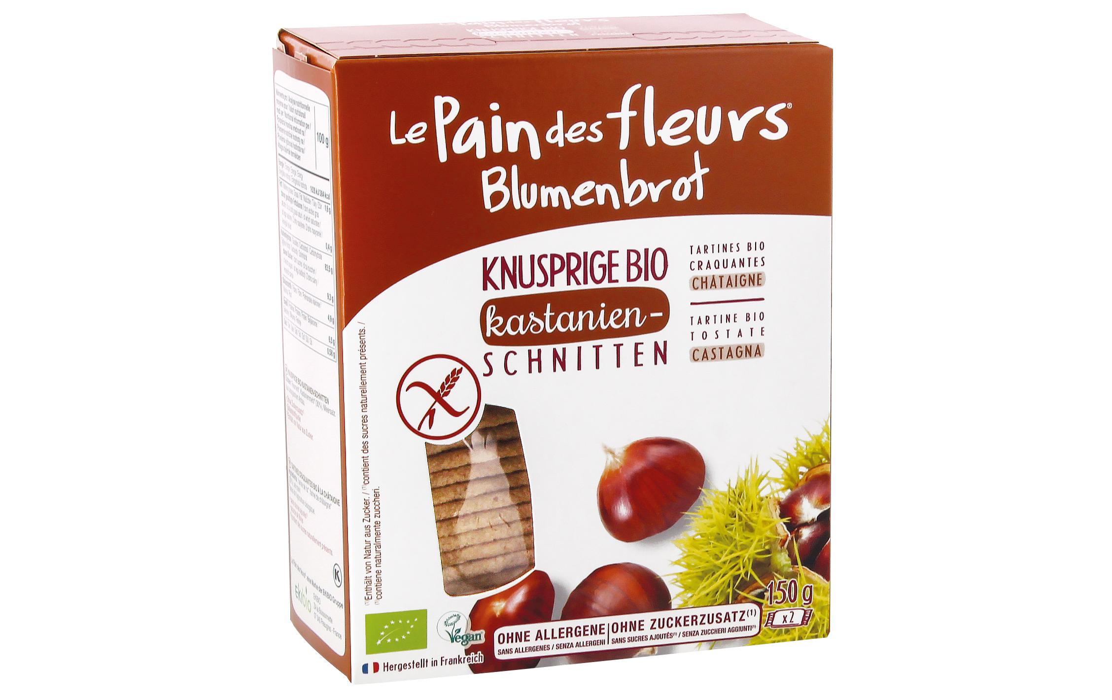 Bio Blumenbrot Kastanienschnitten 150 gVeganer Knuspersnack
