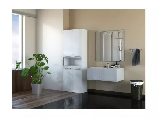 Nel 2C/DK étagère de salle de bains BLANC BRILLANT