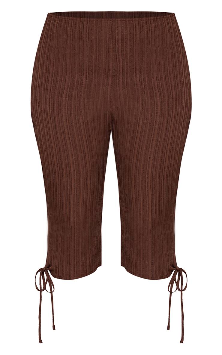 Taupe Pantalon Capri Ajusté Avec Détails Froncés