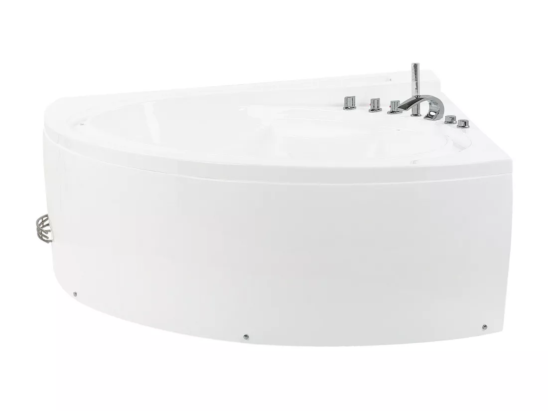 Baignoire d'angle blanche 206 x 165 cm avec LED PELICAN