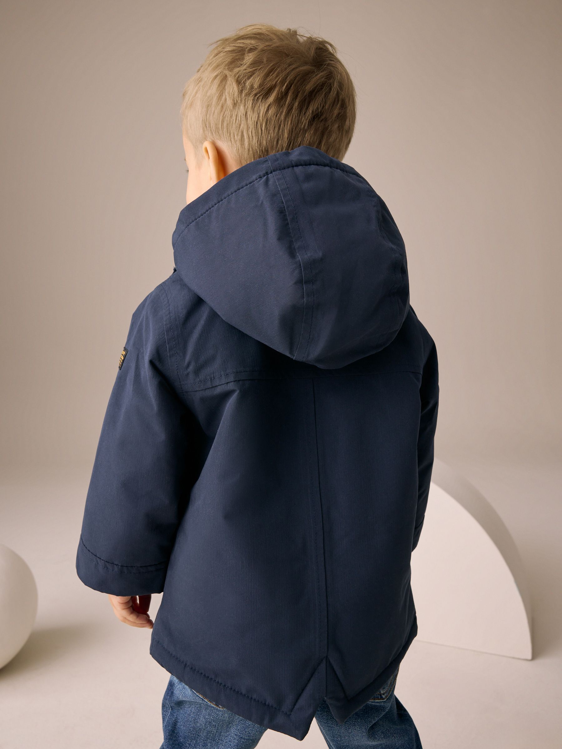 Marineblauw - Waterdichte parka met borgvoering (3mnd -7jr)