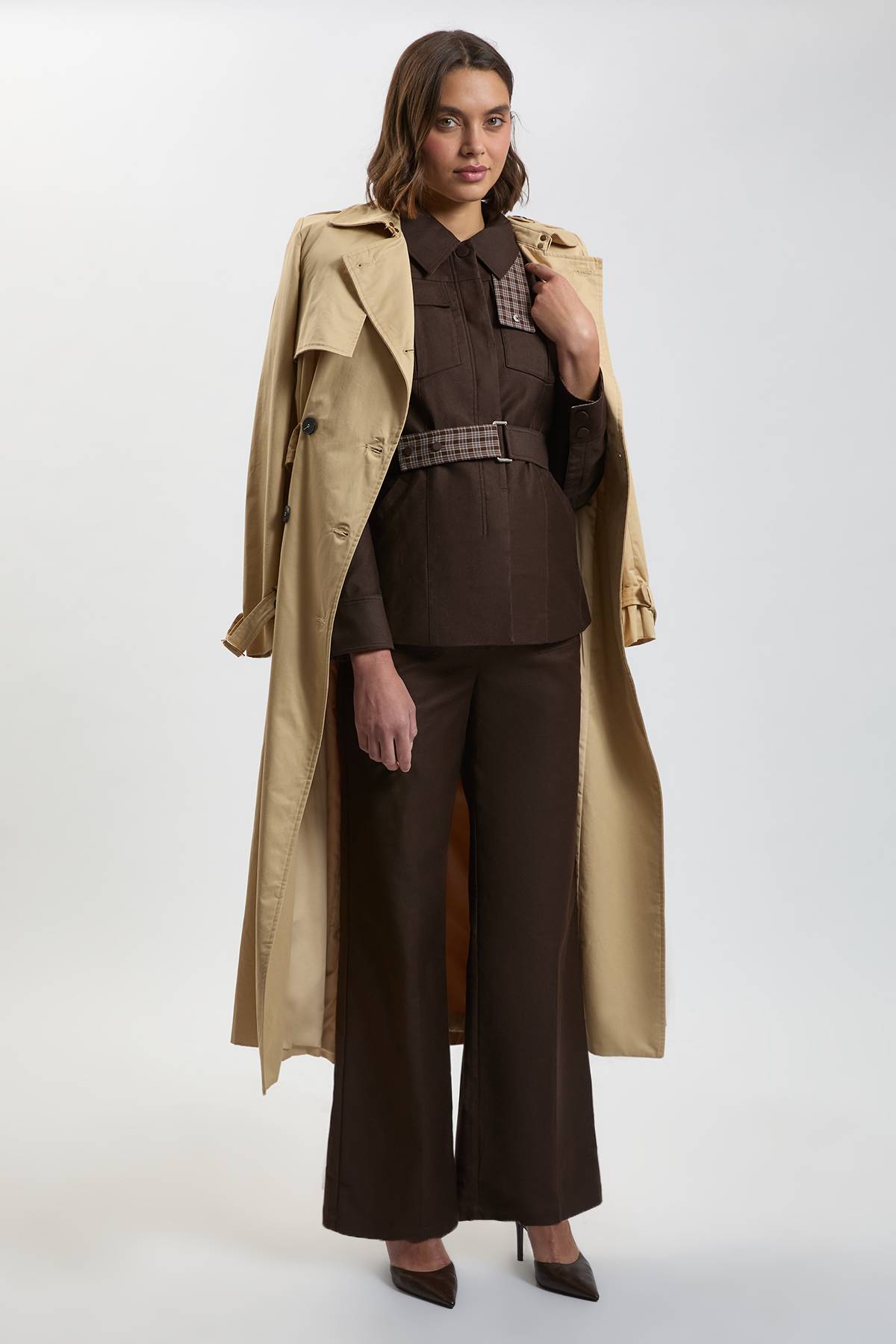 KarenMillen Veste Safari Cintrée En Sergé Stretch Avec Ceinture