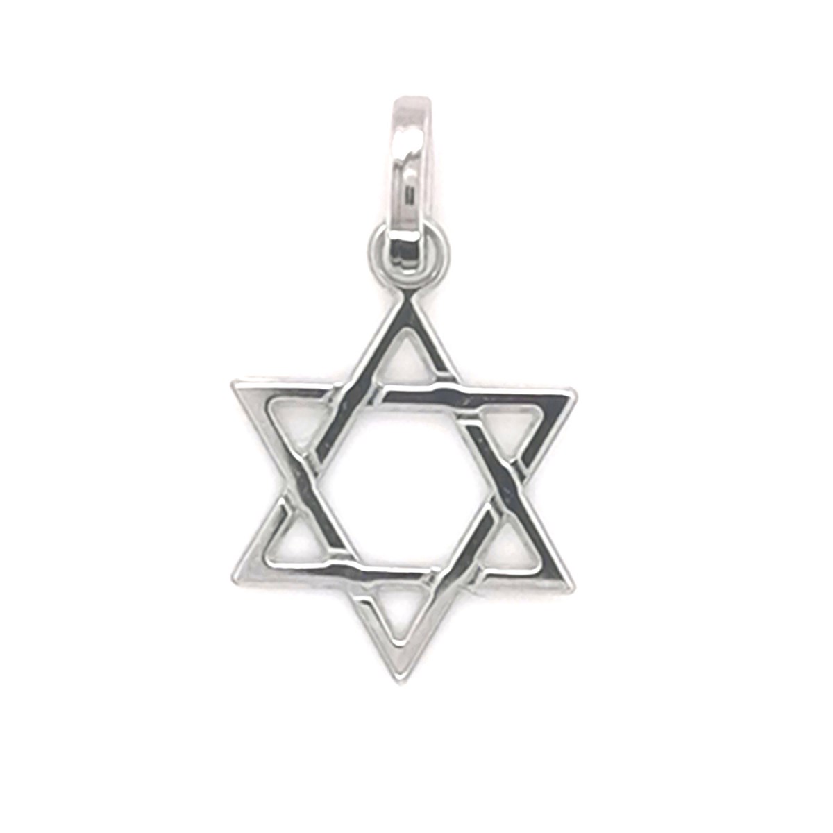 Pendentif étoile de David or blanc 18 carats