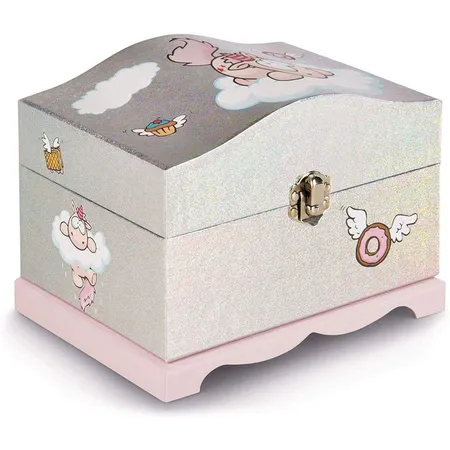 NICI Schmuckbox EinhornTheodor mit LED-Lichtern und Spiegel, 13 x 18,5 x 14 cm