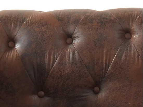 Méridienne gauche chesterfield en microfibre aspect cuir vieilli SHIREL