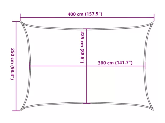 Voile d'ombrage 160 g/m² Rouge 2,5x4 m PEHD