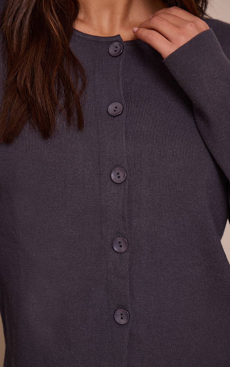 Charbon Cardigan Sans Col En Maille Compacte