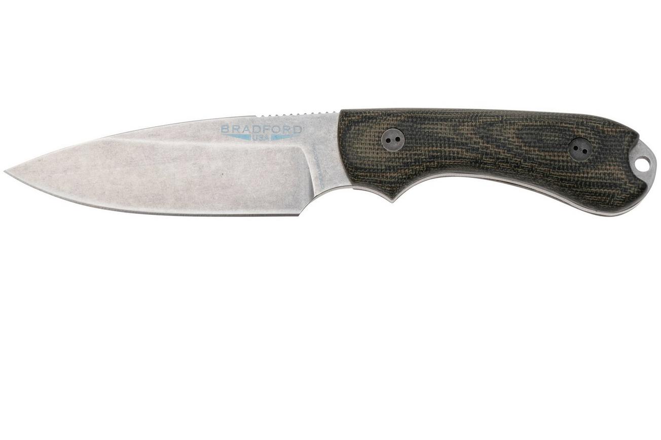 Bradford Knives Guardian 3, CPM-Magnacut High Hardness, Sabre Grind, Stonewashed Finish, 3D Camo Micarta, vaststaand mes