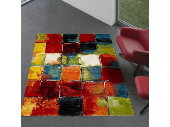 tapis grand salon 280x380 tissé multicolore rectangle motif géométrique BELO 2