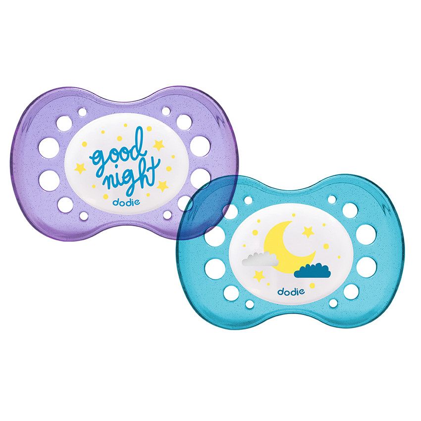 Lot de 2 sucettes nuit 18 mois+ - Lune/Good Night - Doré