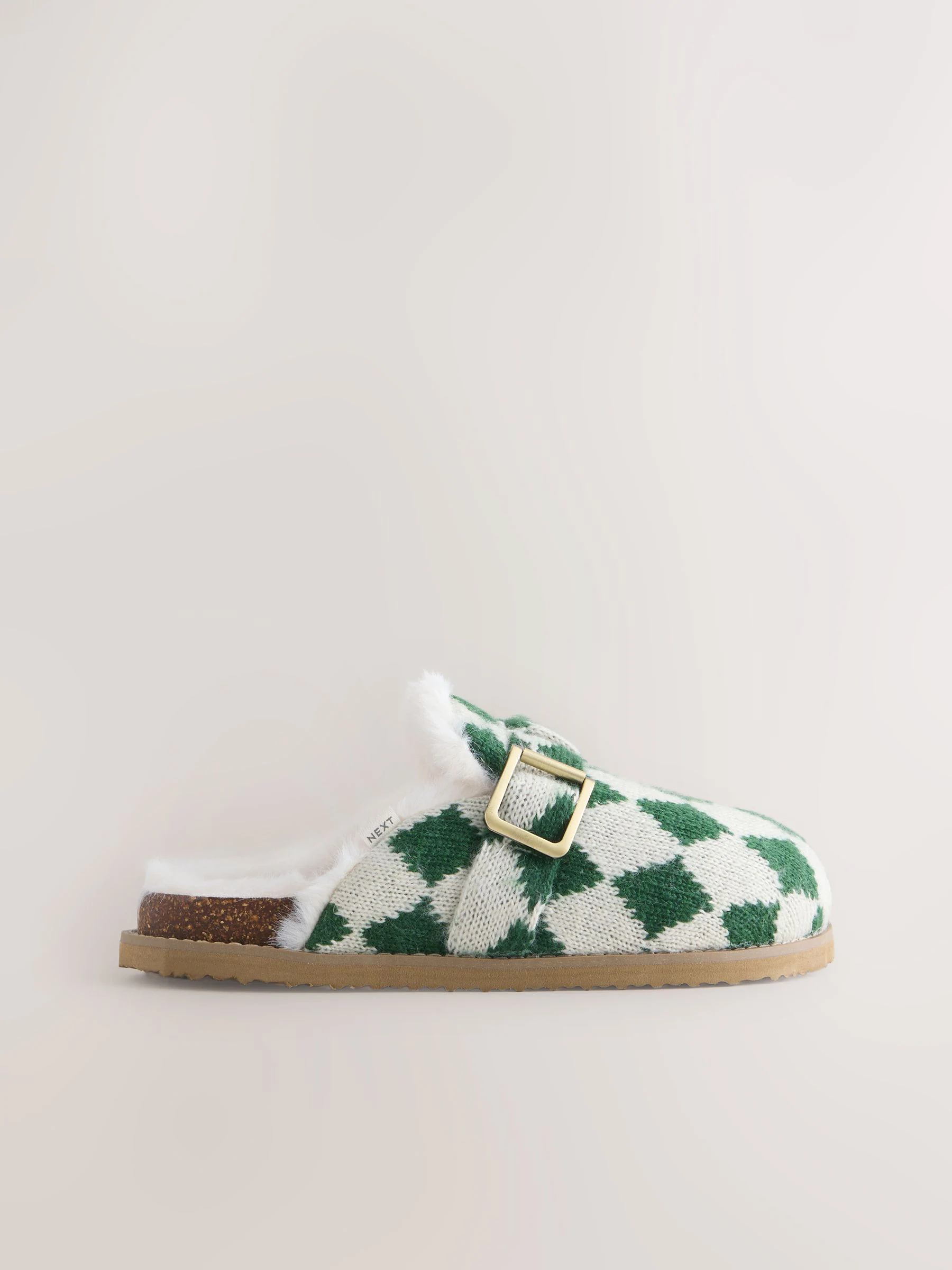 Groen argyle - Footbed Buckle Slippers