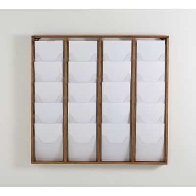 Promocome - Présentoir de journaux mural - 4 x 5 compartiments A4 - bois foncé