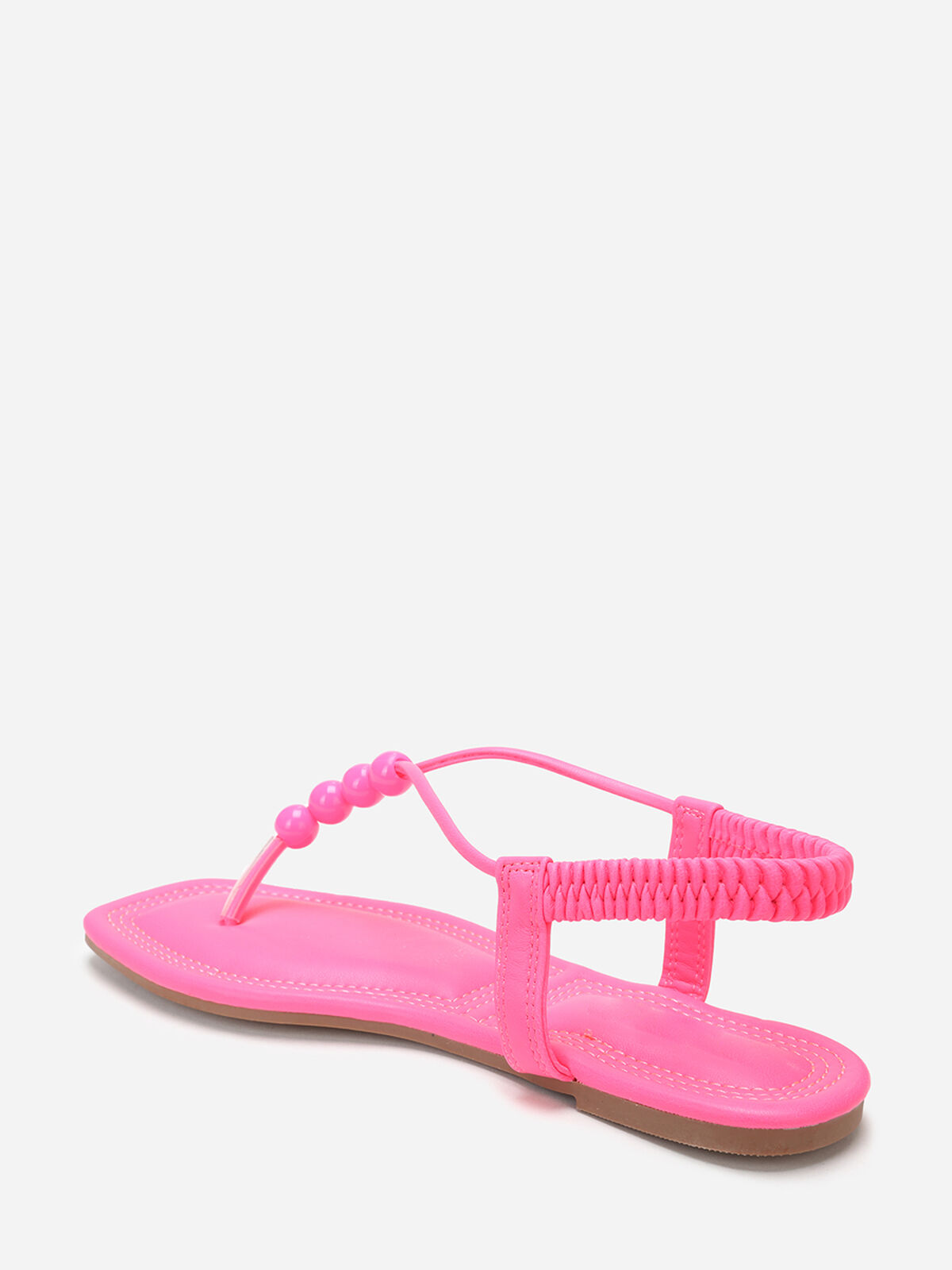 Nu-pieds carrés à perles- Fuchsia