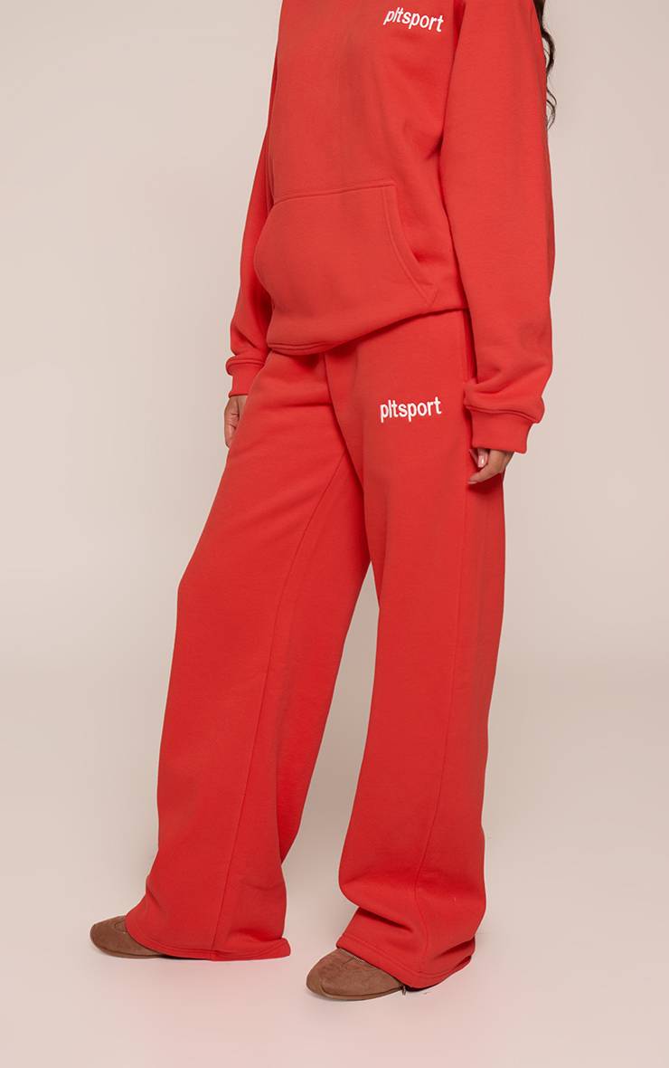 Rouge Pantalon De Jogging Droit En Molleton De Coton PLT Sport