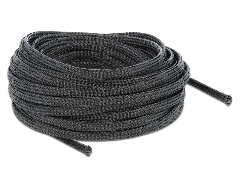 Delock Kabelschlauch 10 m x 6 mm Schwarz Delock Geflechtschlauch dehnbar 10 m x 6 mm schwarz