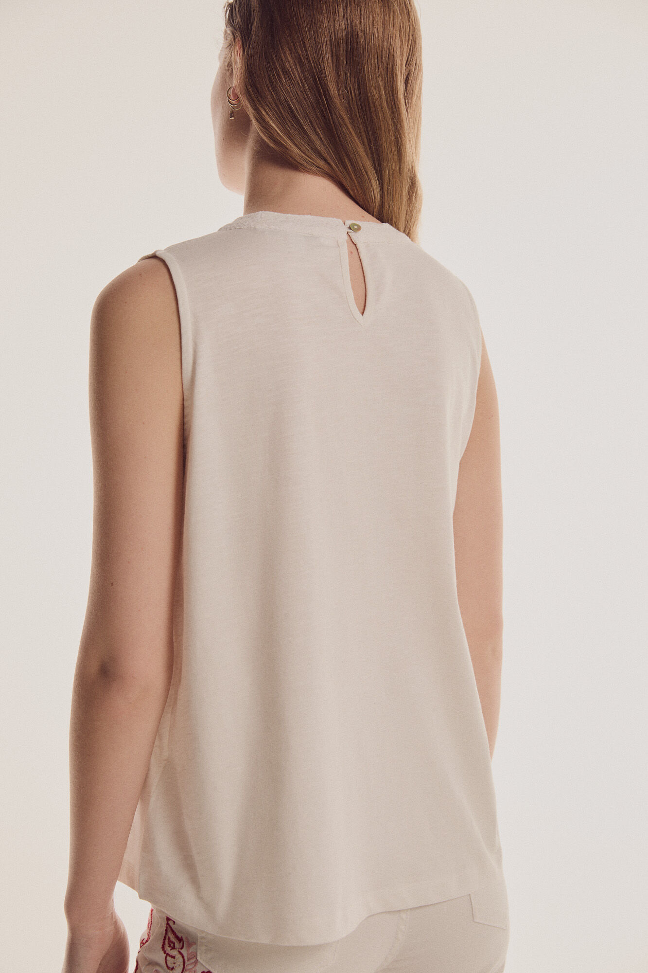 Camiseta de renda - Bege