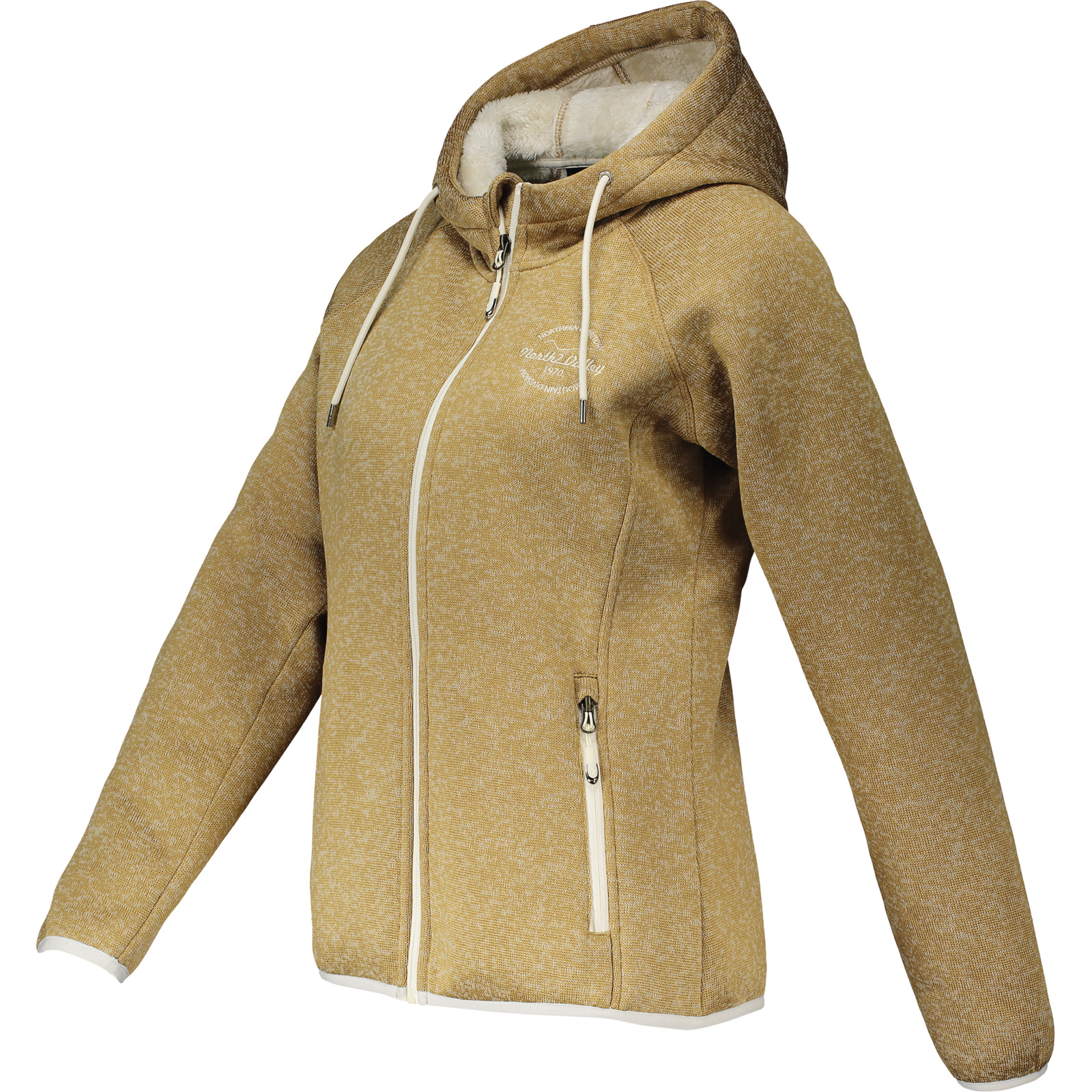 North Valley Damen-Strickfleecejacke Sadie M, beige