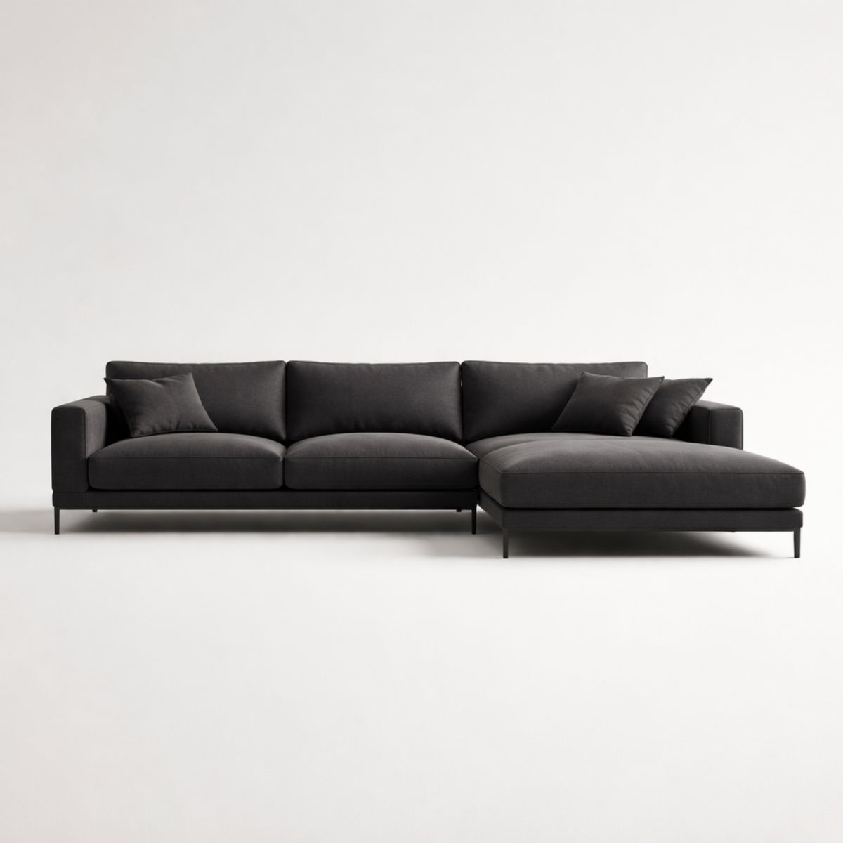 Ecksofa Stoff Metallfüße 280cm Schwarz