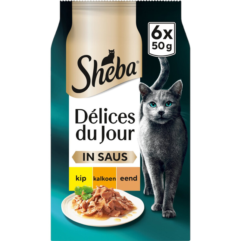 Sheba Délices du jour in saus kip & kalkoen
