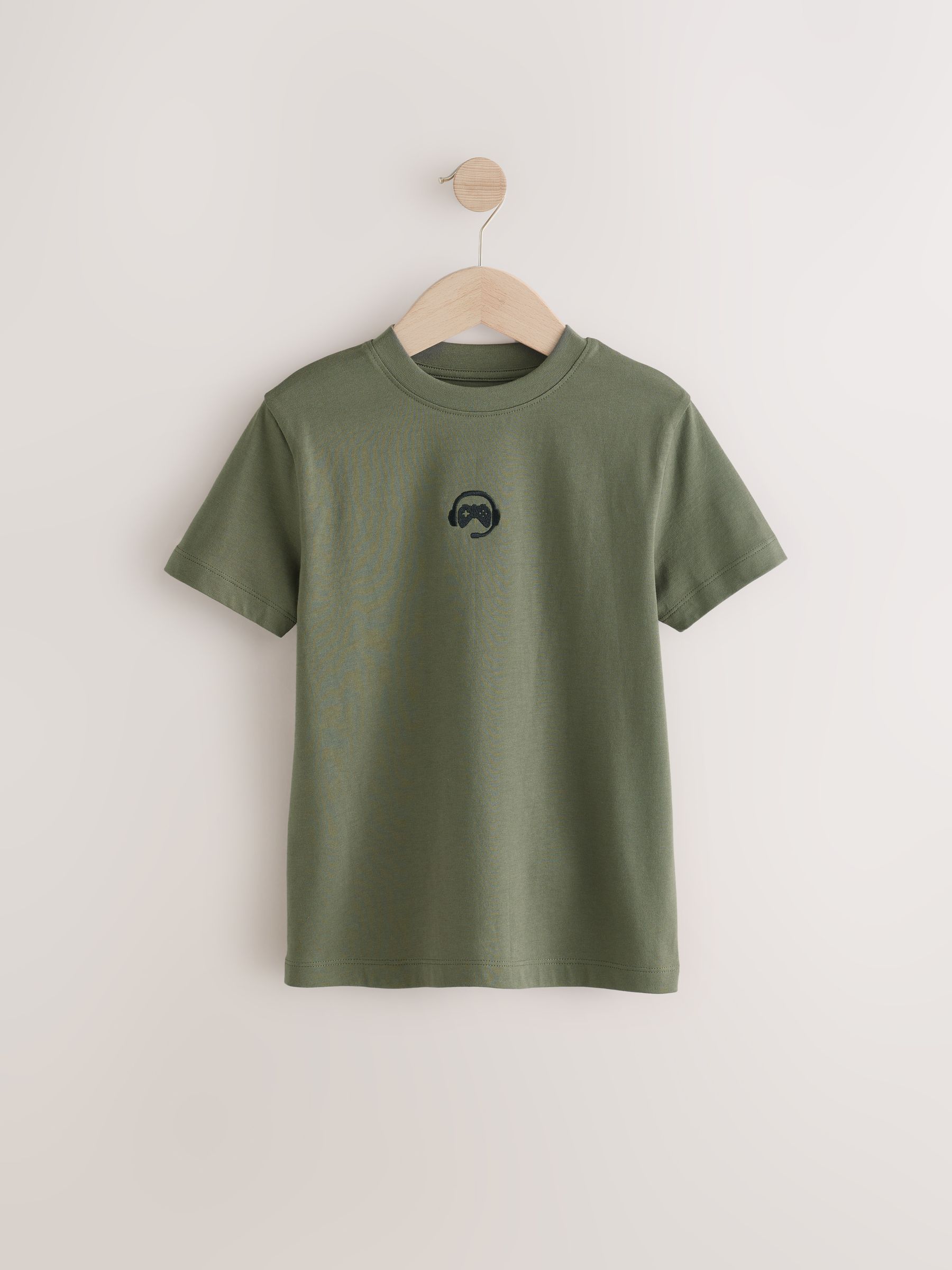 Zwart/wit/grijs gemêleerd/kaki - Verpakking van 4 T-shirts met kleine grafische print en korte mouwen (3 - 16 jr)