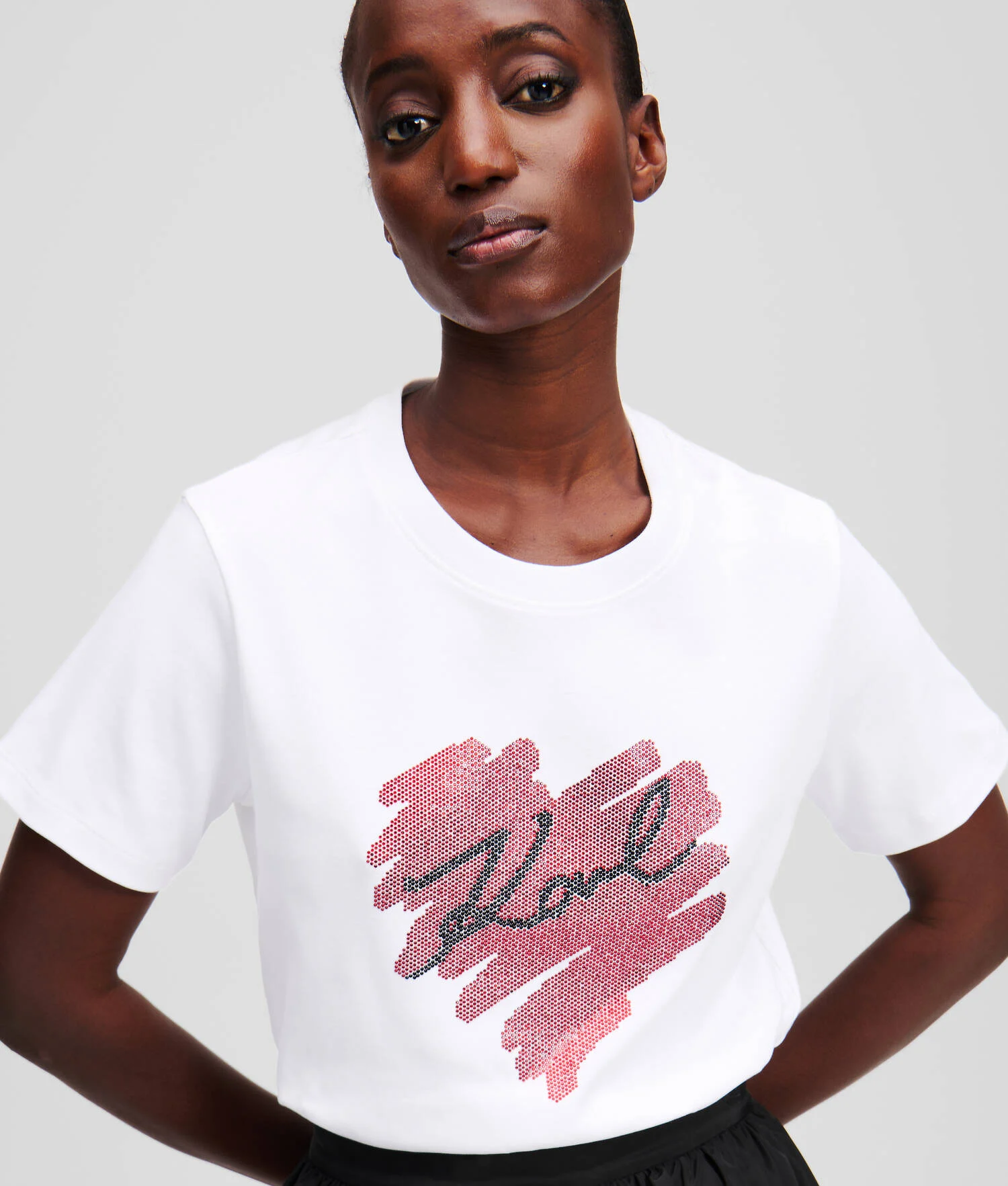 T-SHIRT À STRASS K/HEART - Blanc