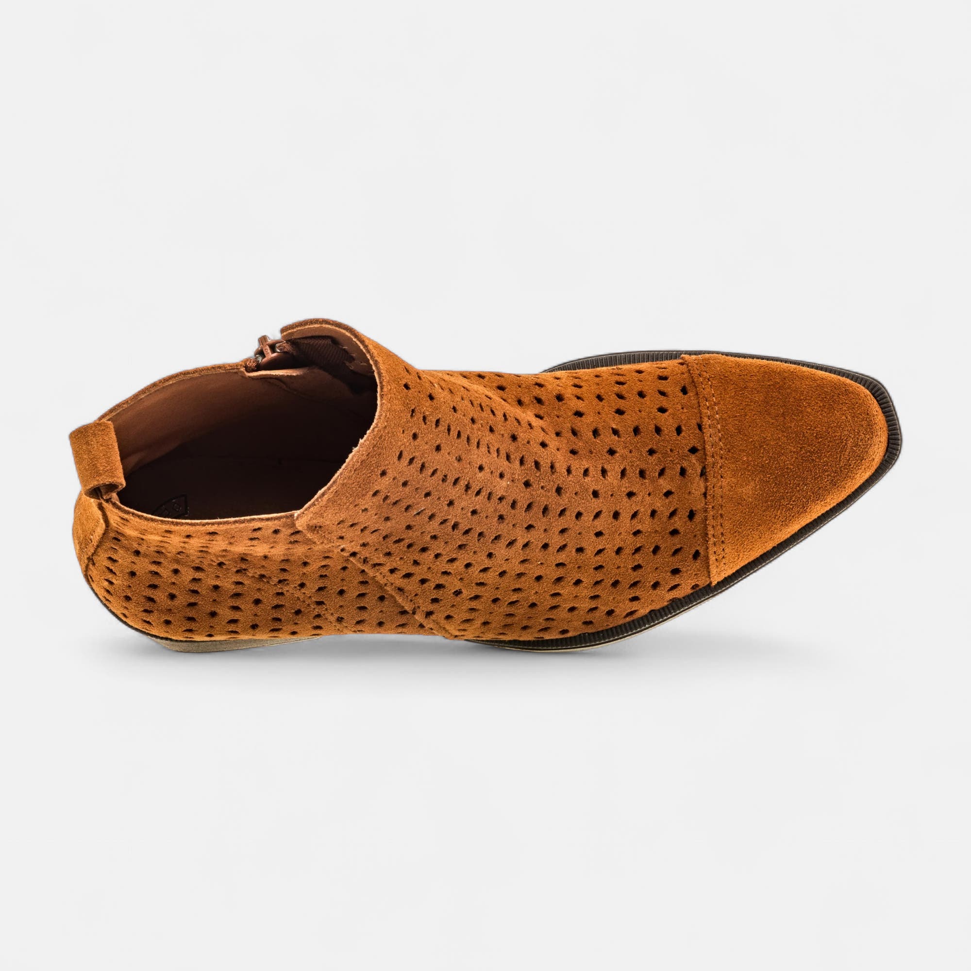 Bottines à talon Femme en cuir cognac