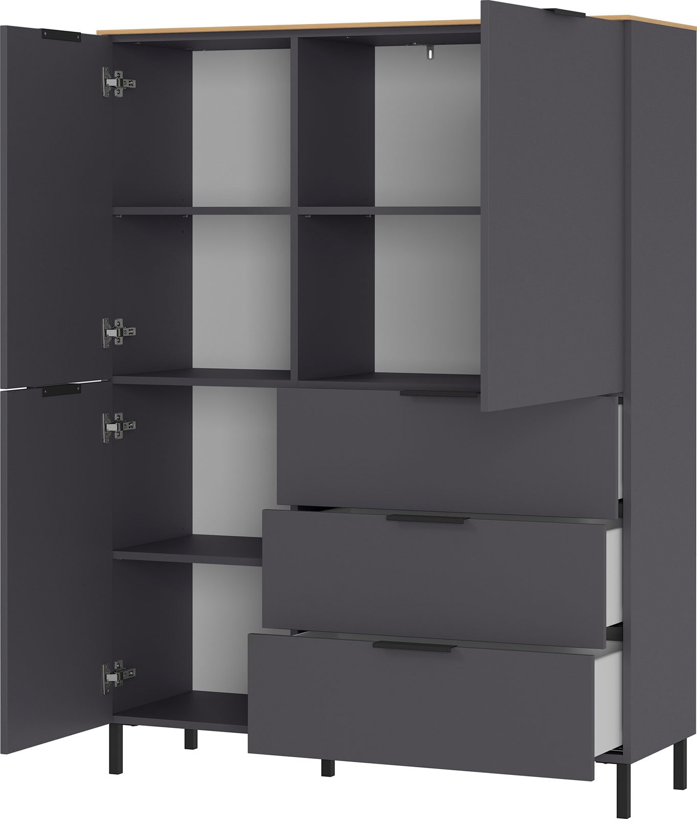 Highboard CALIFORNIA Graphit/ Navarra-Eiche