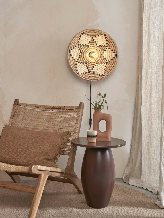 Good&Mojo Andros wandlamp Ø45 zwart/naturel