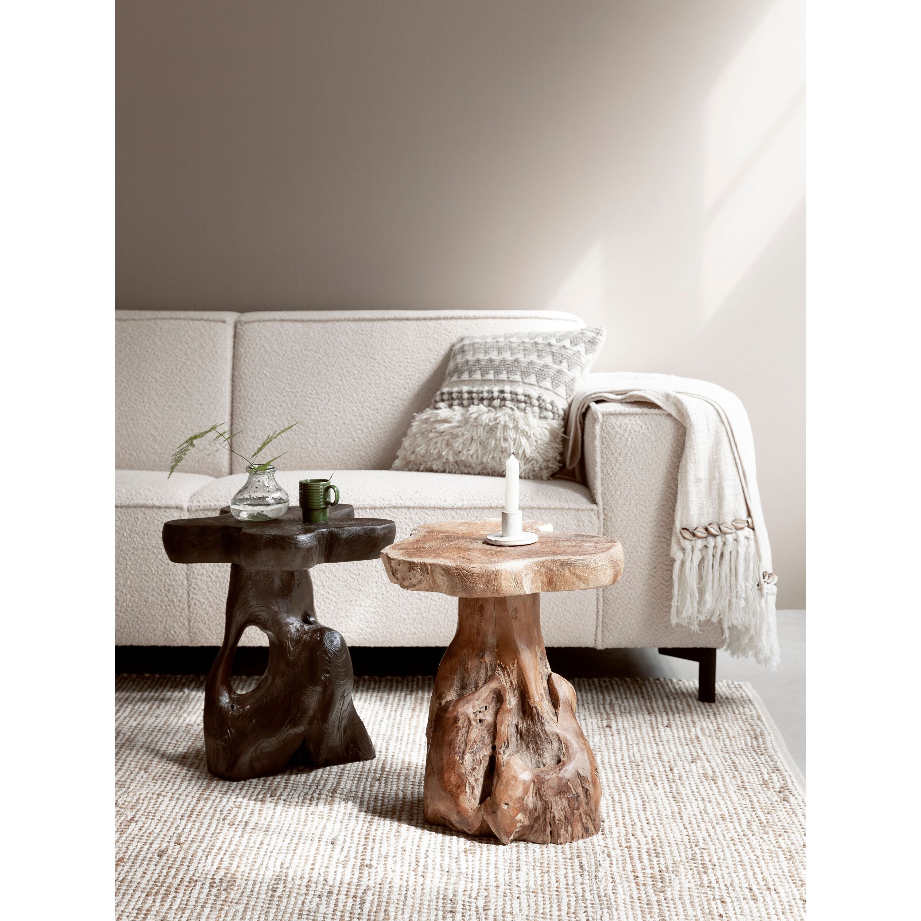 MUST Living Stool Mushroom Natural,45xÃ40 cm, teakwood roots