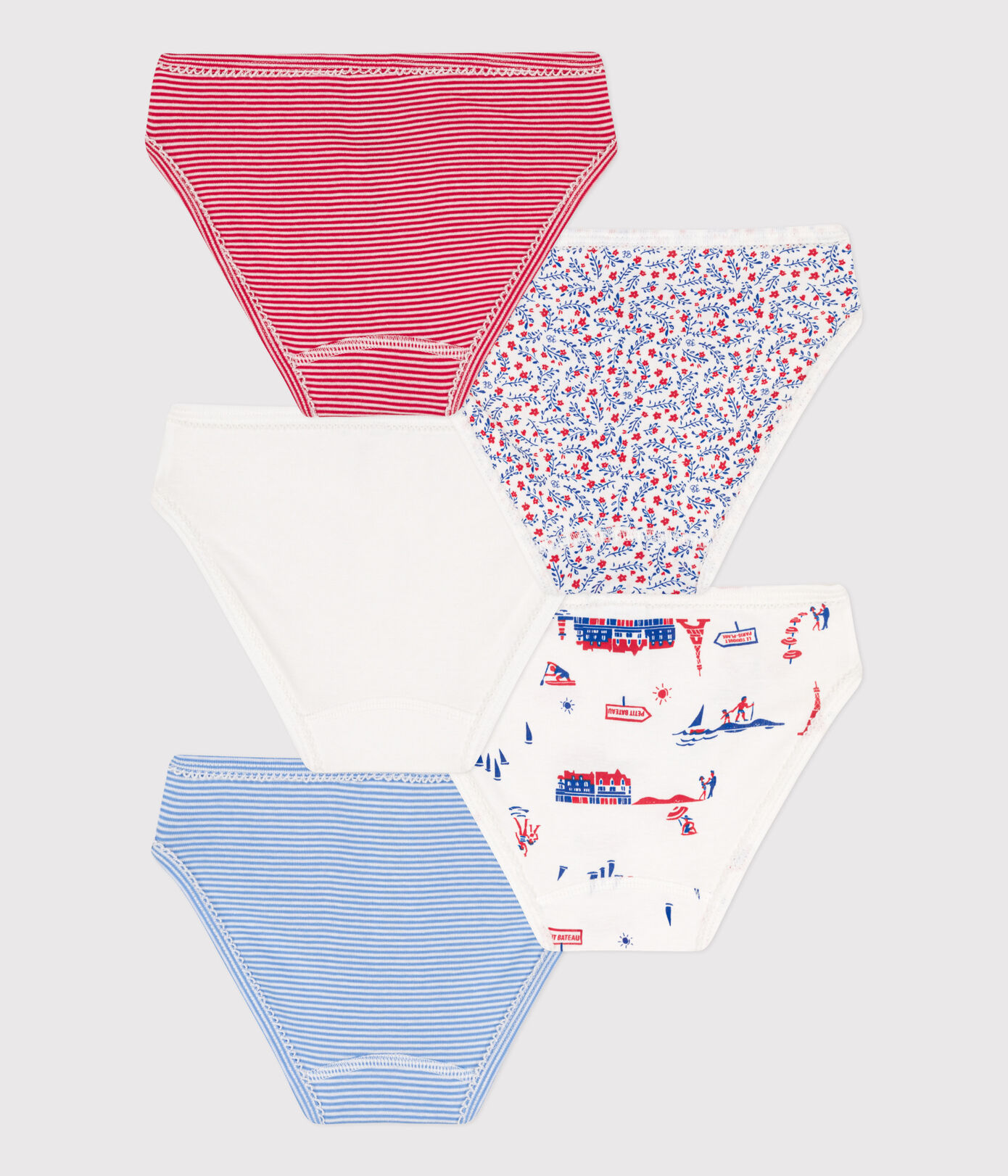 Lot de 5 culottes Paris en coton petite fille