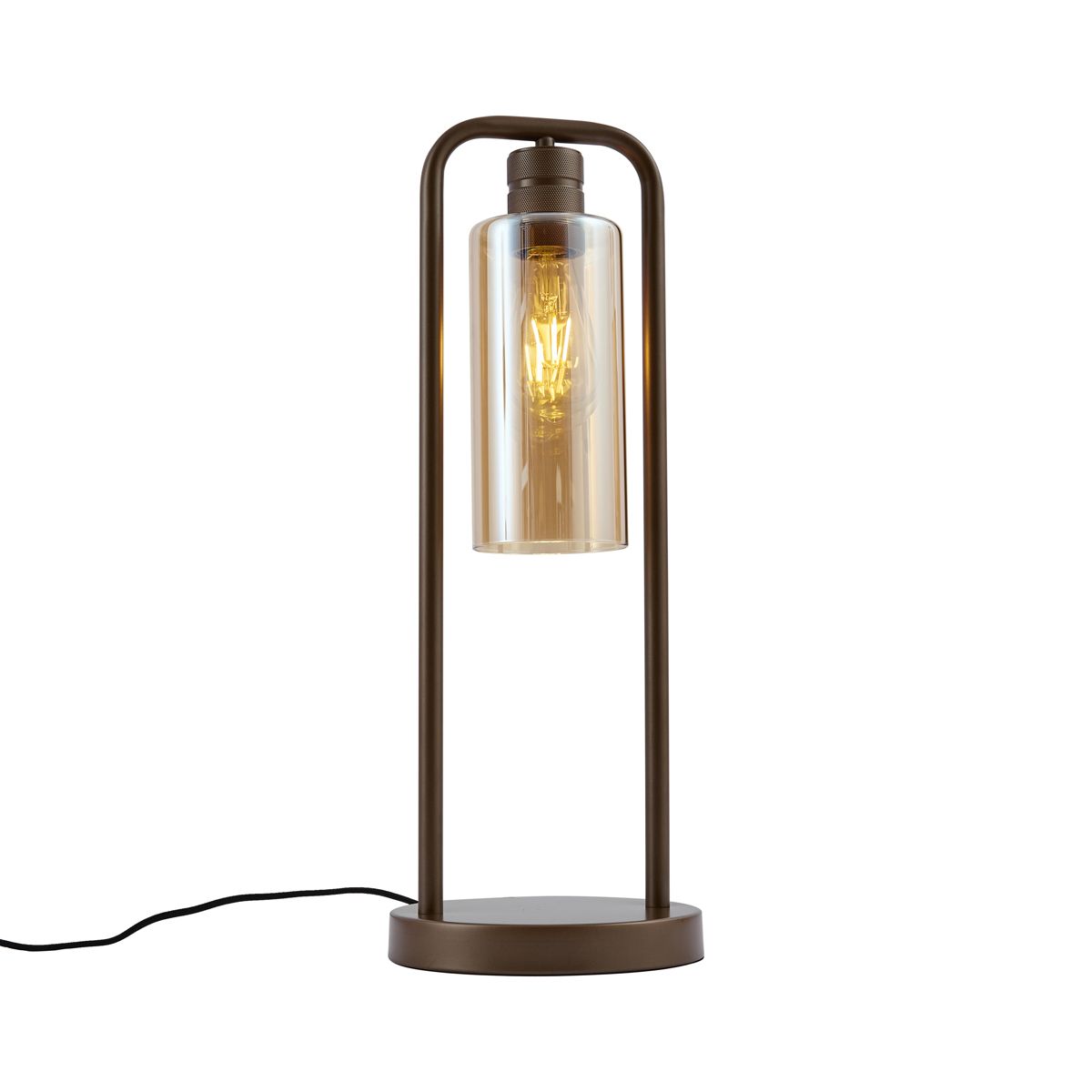 Hotel Chique tafellamp donker brons met amber glas - Stavelot