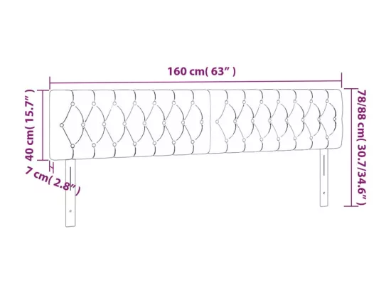 Tête de lit à LED Gris foncé 160x7x78/88 cm Tissu
