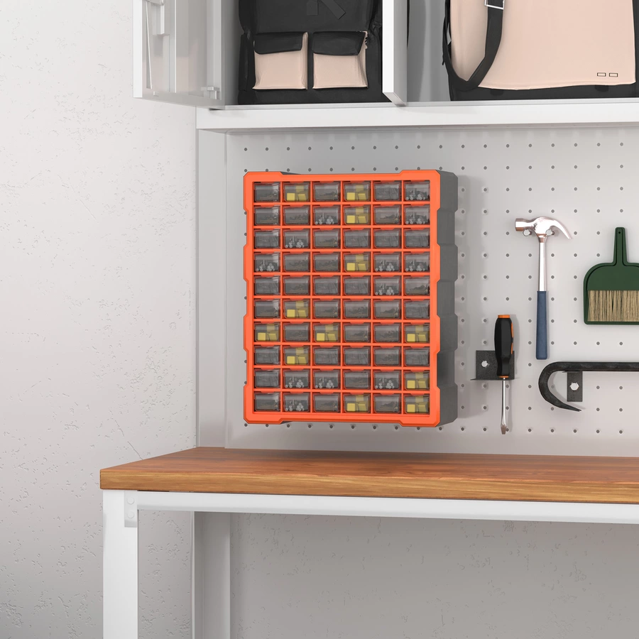 DURHAND Kleinteilemagazin mit 60 Fächer orange