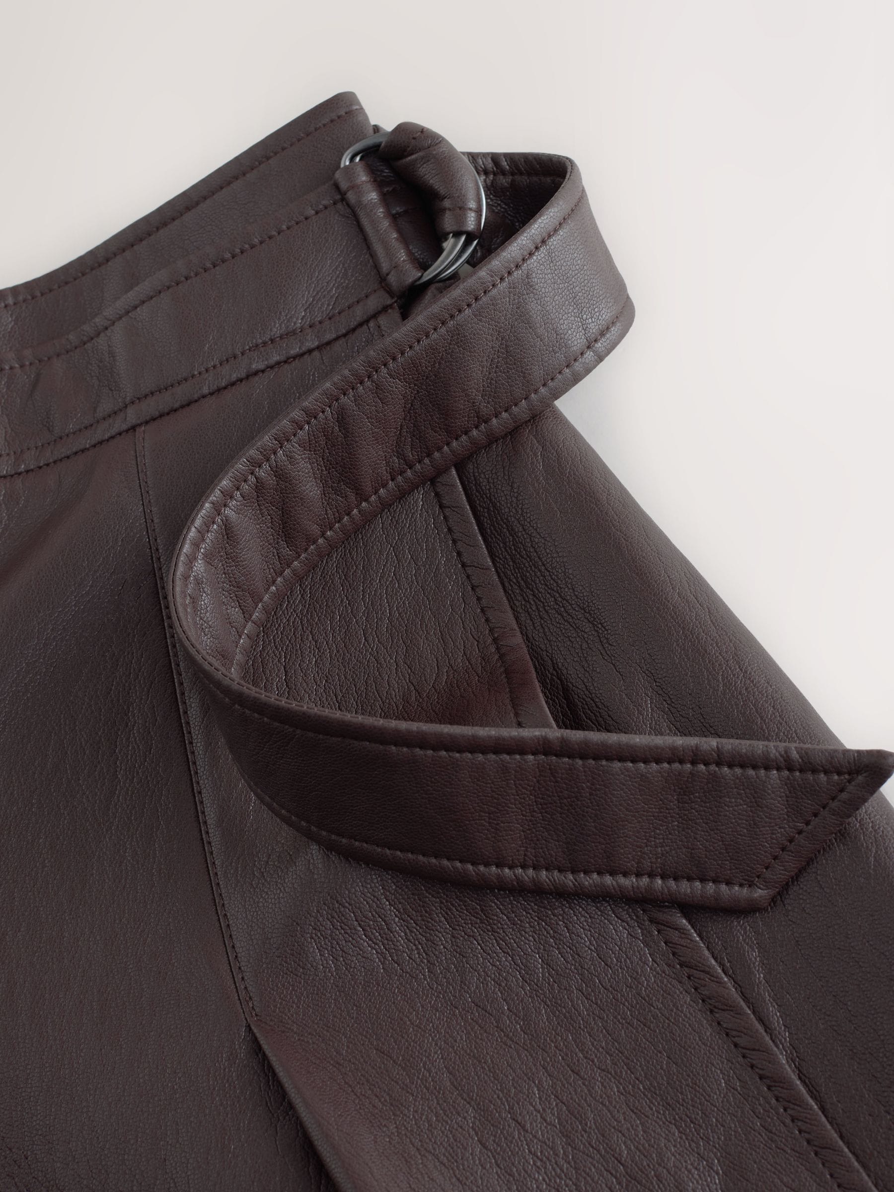 Nothing Ordinary Faux Leather Wrap Midi Kilt Skirt