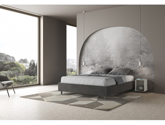 ITYHOME - Lit coffre azelia 160x190 microfibra gris