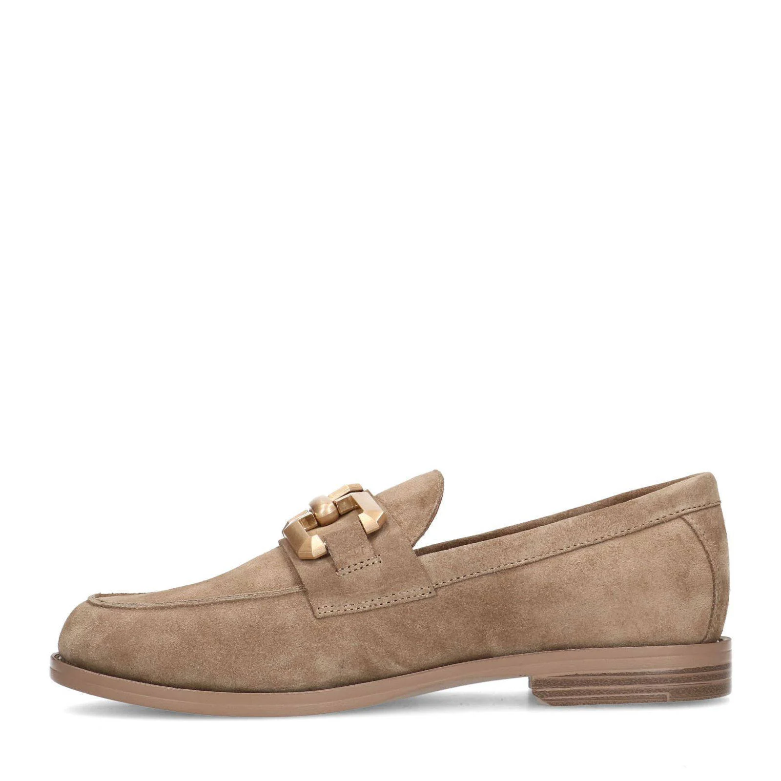 Manfield suède loafers met gesp beige