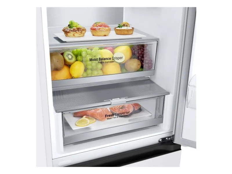 LG GBV5240DSW - Køleskab/fryser - bund-fryser - bredde: 59.5 cm - dybde: 68.2 cm - højde: 203 cm - 387 liter - Klasse D - superhvid