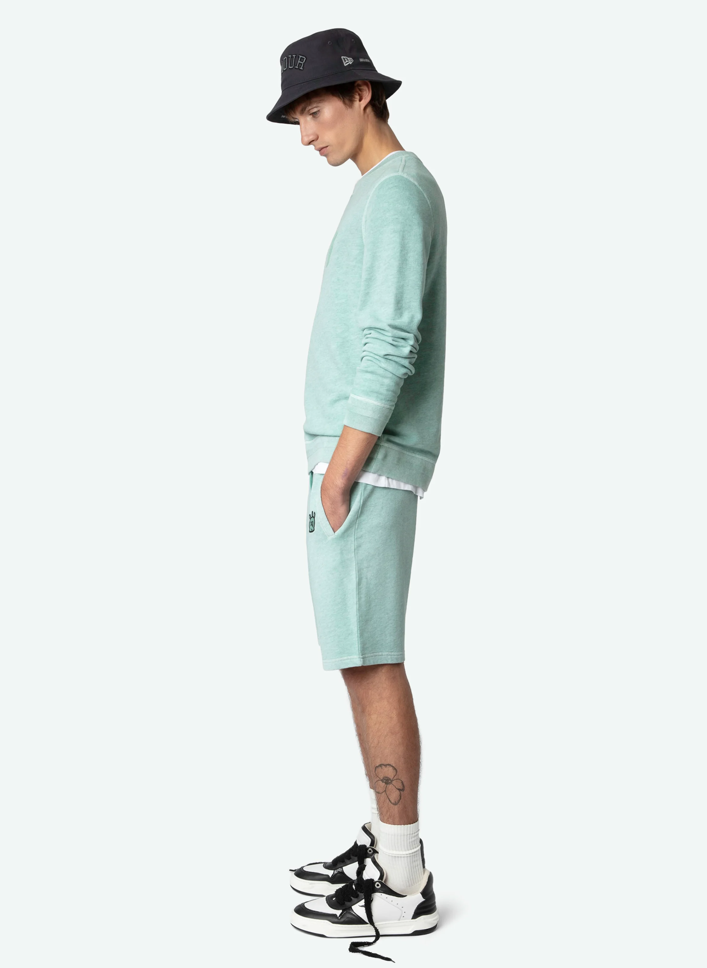 STONY - Sweatshirt col rond molletonné en coton| Vert