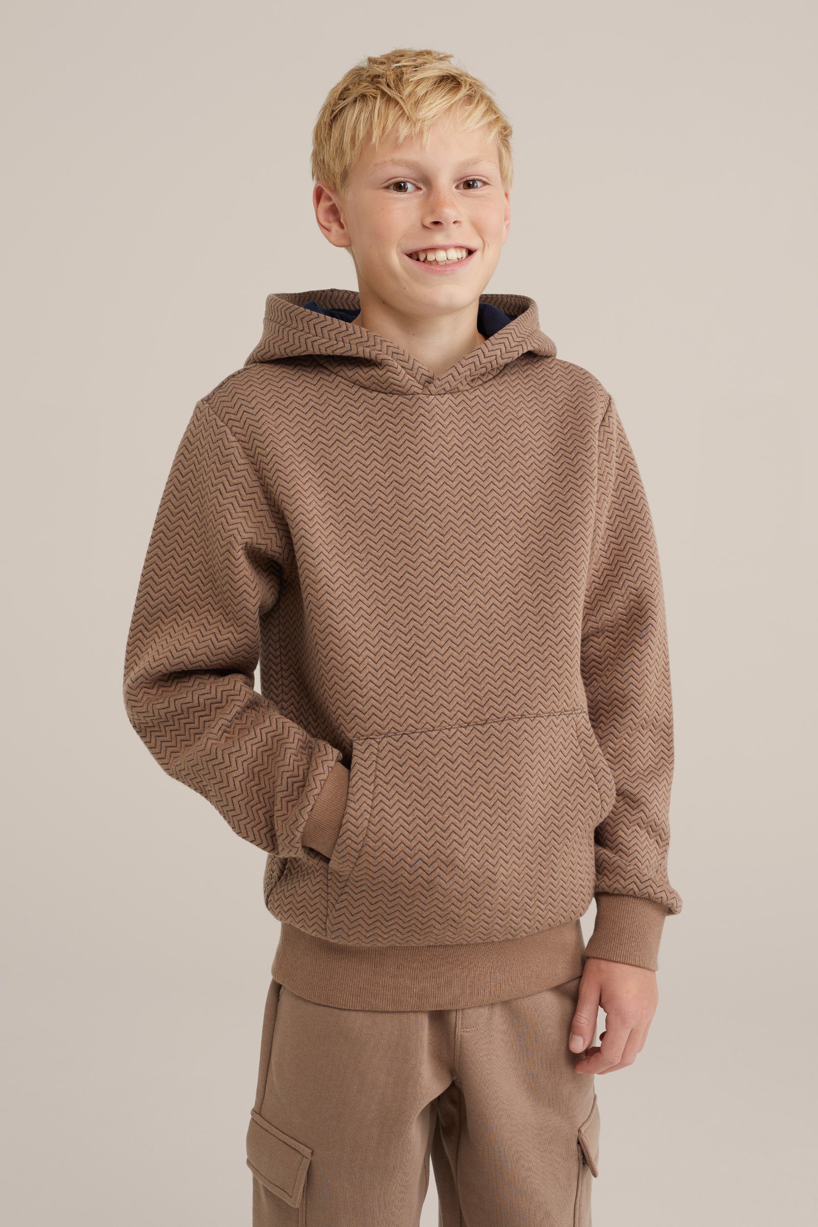 Jongens hoodie met dessin Blue Ridge Lichtbruin