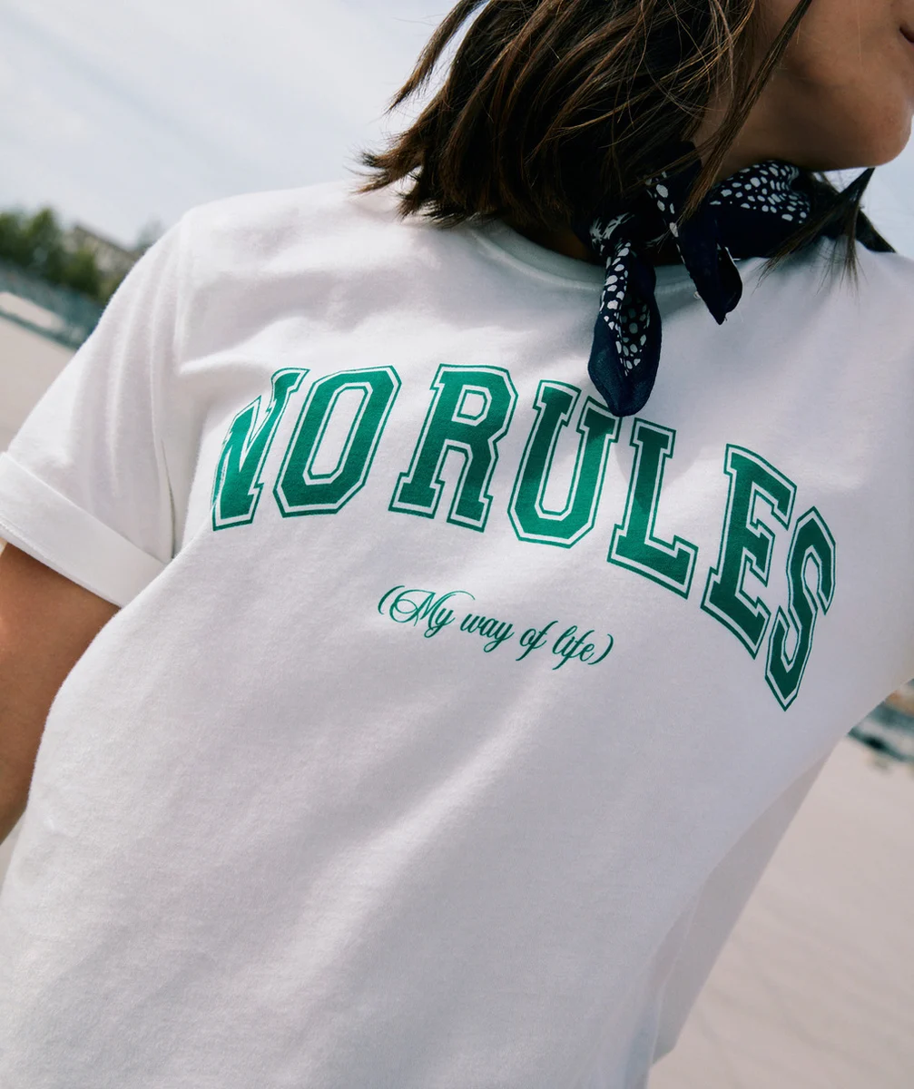 T-SHIRT FILLE EN COTON BIO BLANC AVEC MESSAGE VERT