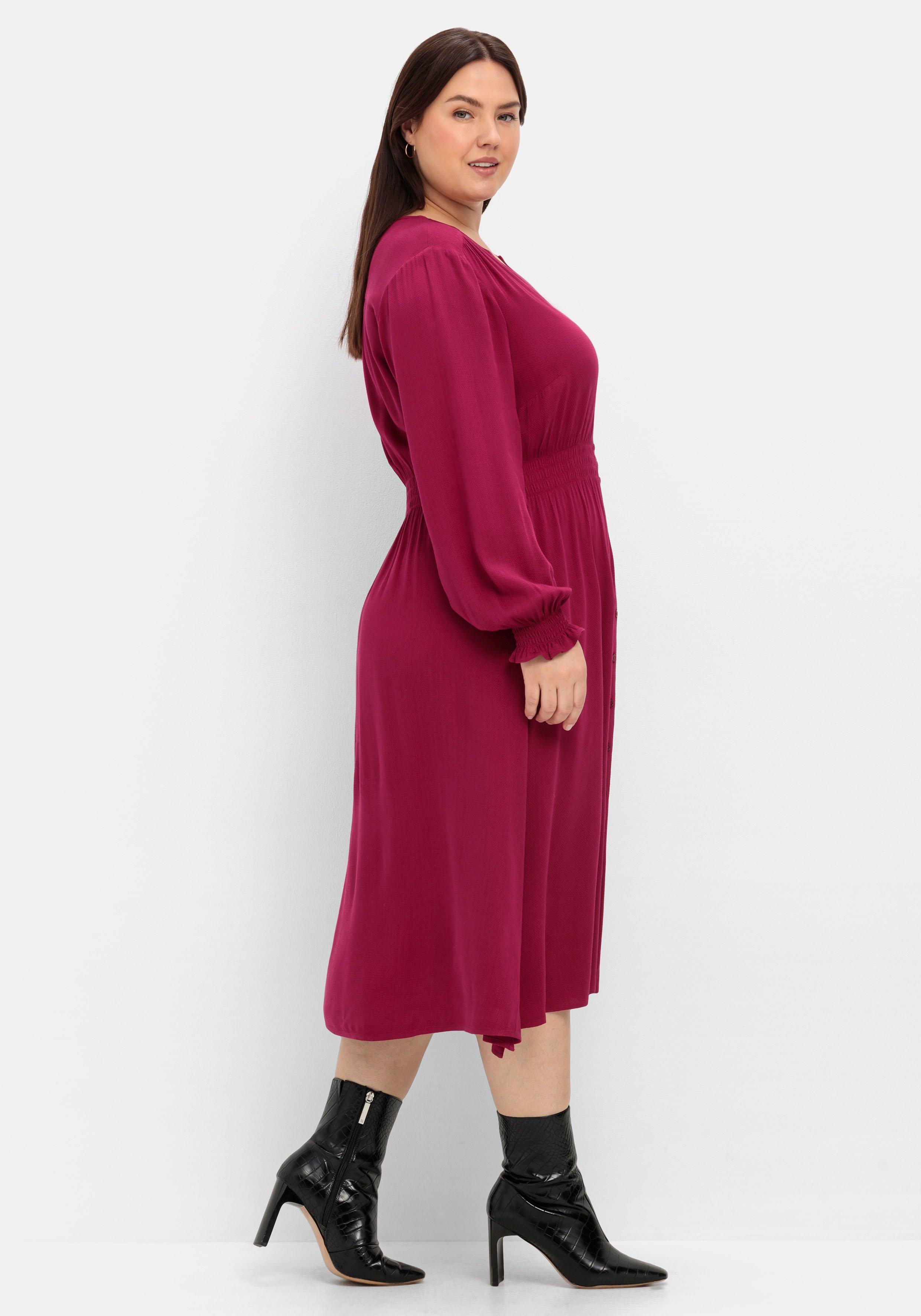 Midikleid mit Smok-Details, aus Viskose