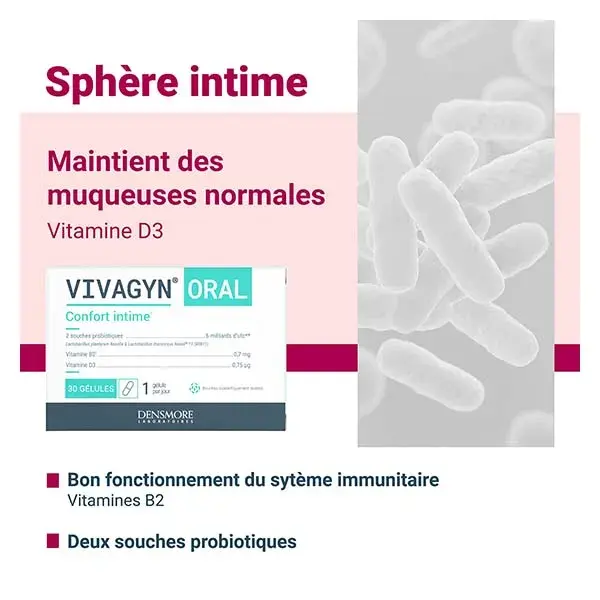 Densmore VIVAGYN ORAL - Probiótico - Restaura o equilíbrio vaginal - 1 mês