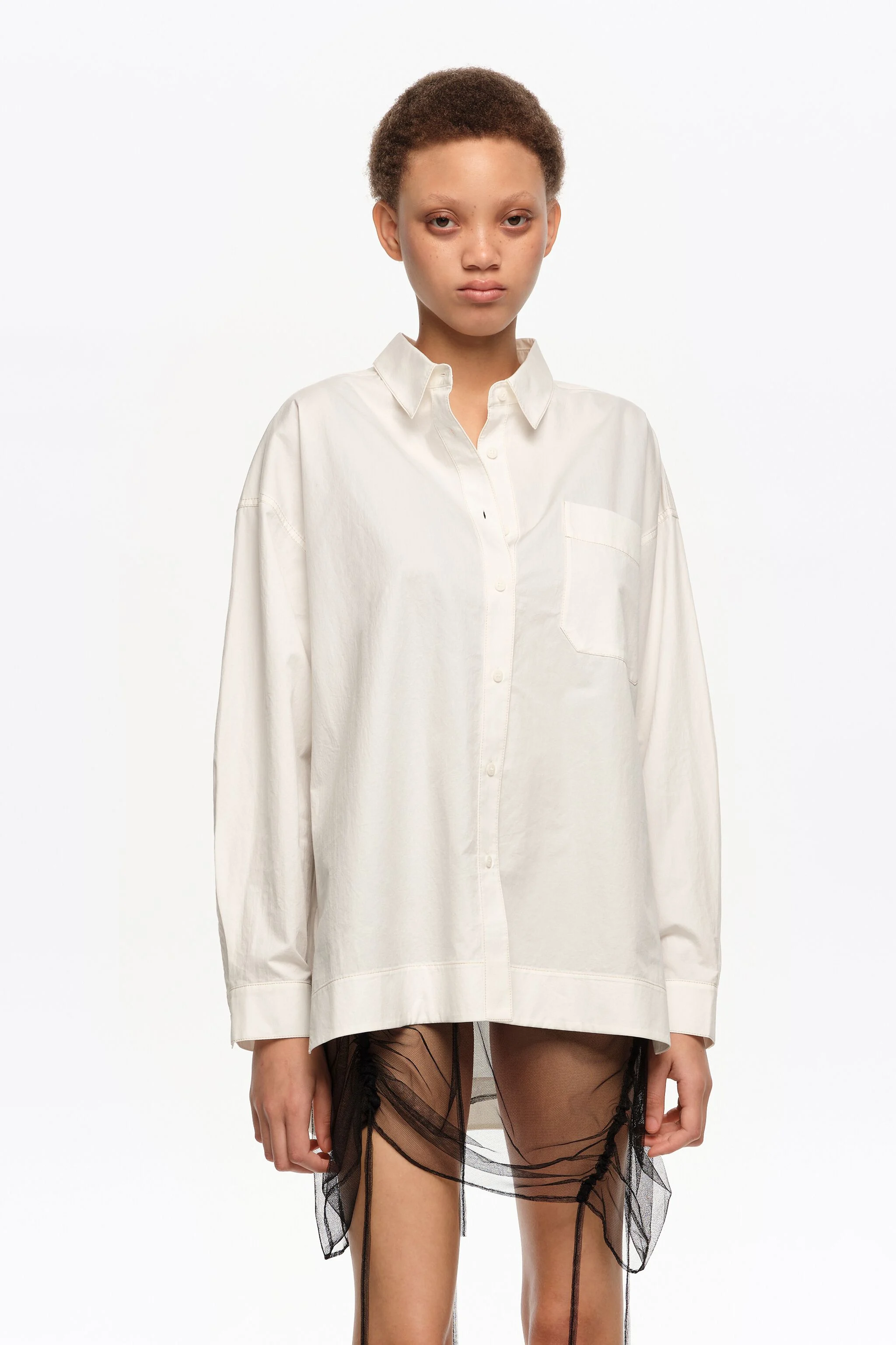 Camisa de algodão cor marfim