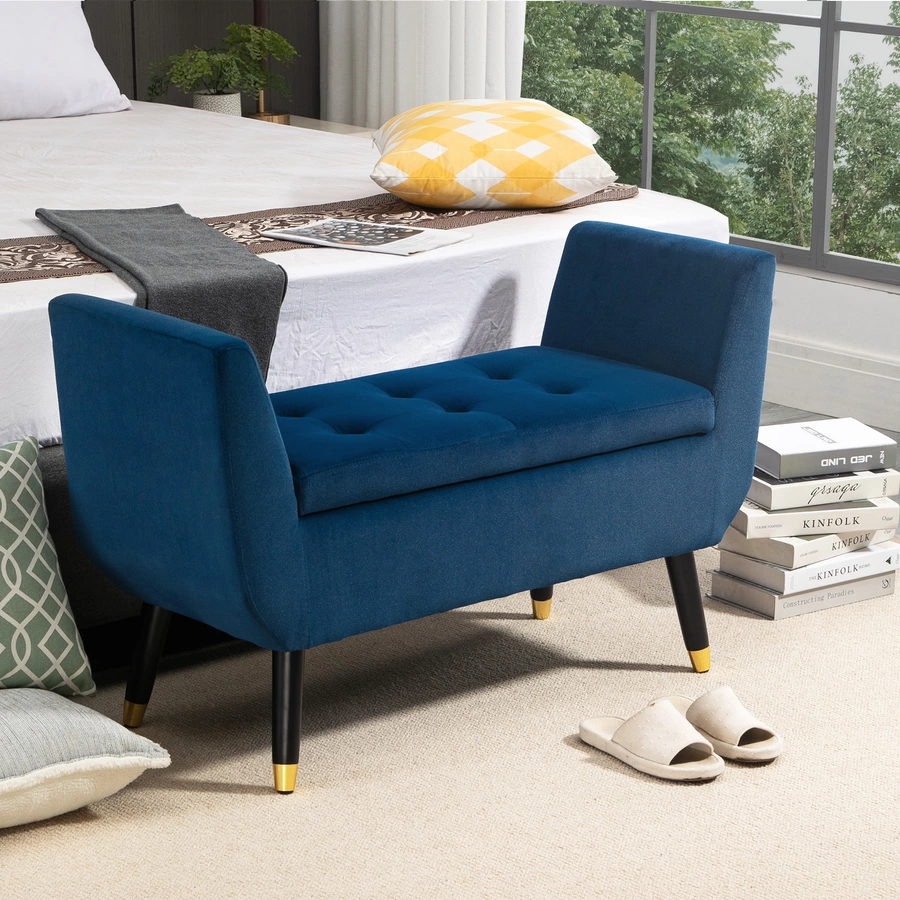 HOMCOM Sitzbank mit Stauraum blau