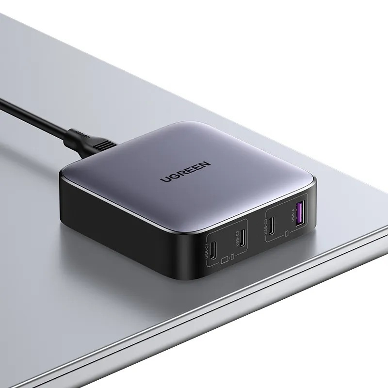 (100W) 3x USB C / 1x USB A GaN Ladegerät Power Delivery 3.0 / Quick Charge 4.0 Netzteil (90928) - Schwarz / Grau