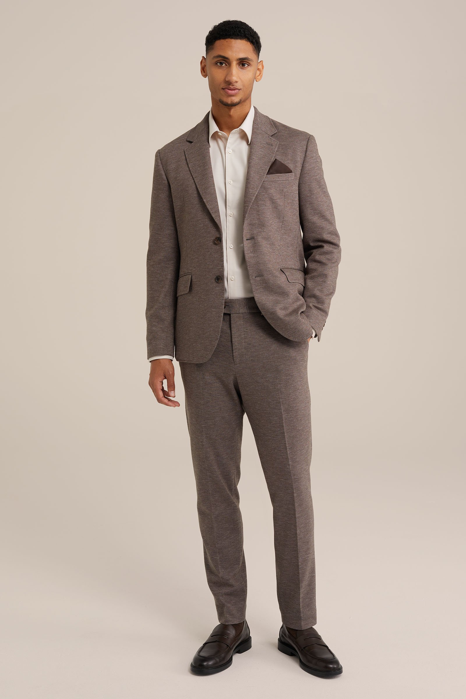 katoenen twill overhemd met stretch Van Gils Gebroken wit
