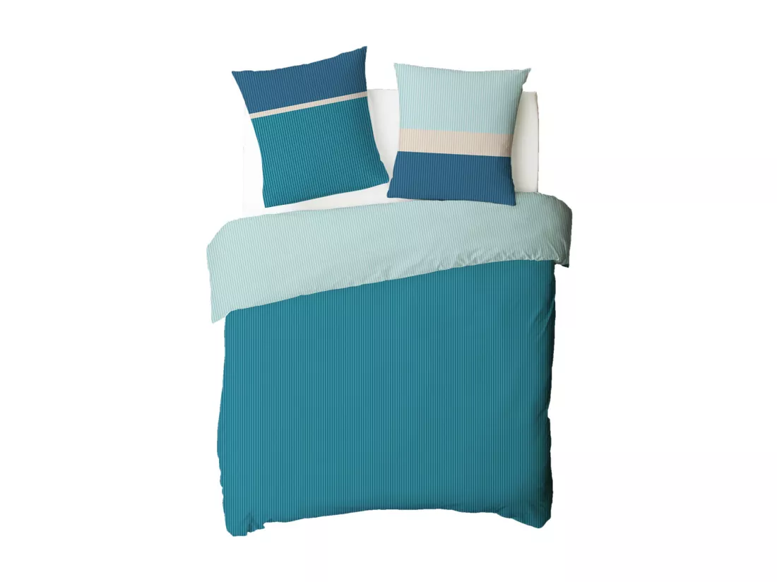Parure de lit 2 personnes rayé en coton 57 fils 240x220cm
