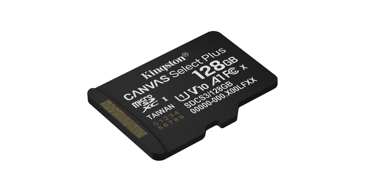 KingstonCanvas Select Plus 128 GB MicroSDXC geheugenkaart  (Zwart, UHS-I U1, Class 10, V10)