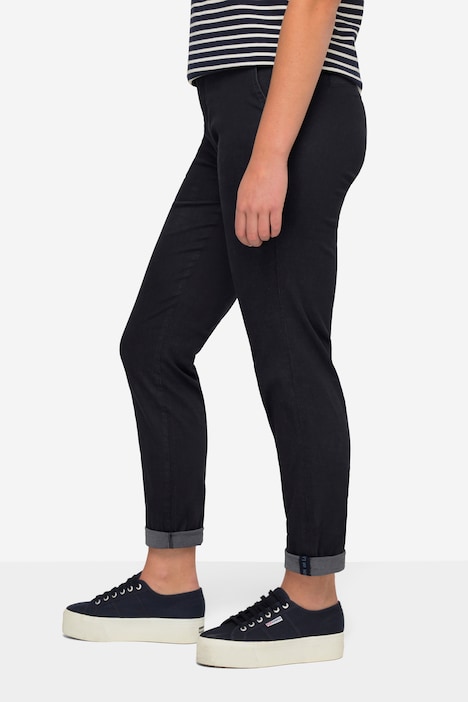 Chino-Hose, Stickerei, Flatfront, mit recyceltem Polyester