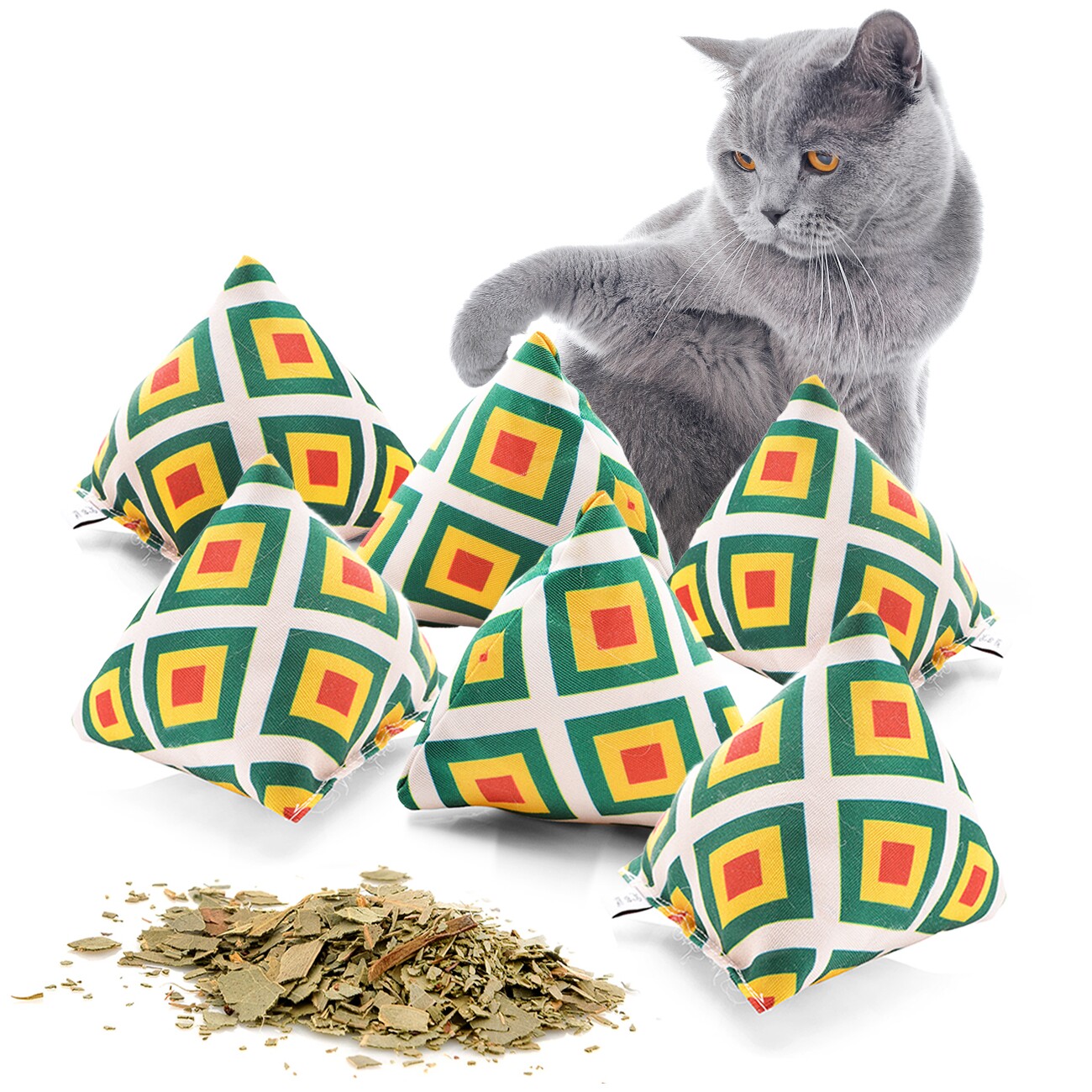 Canadian Cat Company Catnipspielzeug 6x Schmusepyramide Reggae Karo